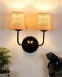 Earthy Jute Wall Mounted Dual Lamp Iron Base | Set of 2 | 4 x 13 inches Online Hot Sale