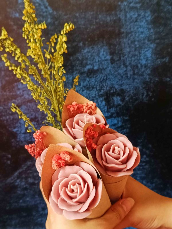 Nude Rose Candle Flower Bouquet | 6.4 x 15.2 cm   2.5 x 6 inches Cheap