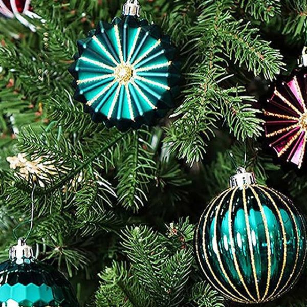 Vibrant Maroon, Green & White Christmas Ball Ornaments | 15 x 5 inches on Sale