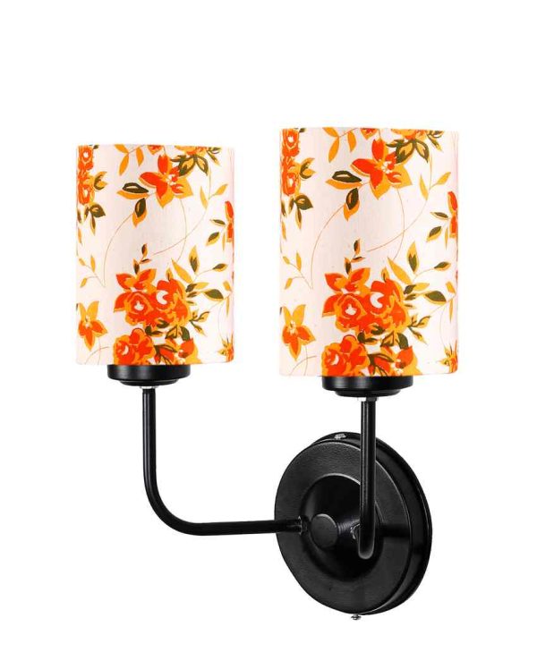 Chic Modern Cotton Shade Wall Mounted Dual Lamp with Iron Base | Set of 2 | 4 x 12 x 14 inches Hot on Sale