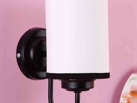 Contrast White & Black Cotton Wall Mounted Lamp With Iron Base | 7 x 4 x 9 inches Cheap