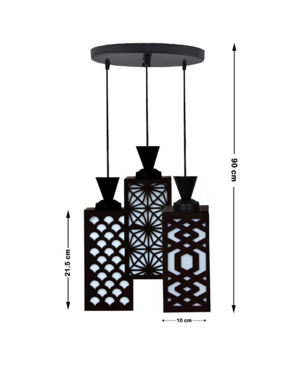 Hochwertig 3 Lights Foyer Wooden Pendant Ceiling Lamp | 8 x 4 x 35 inches For Cheap