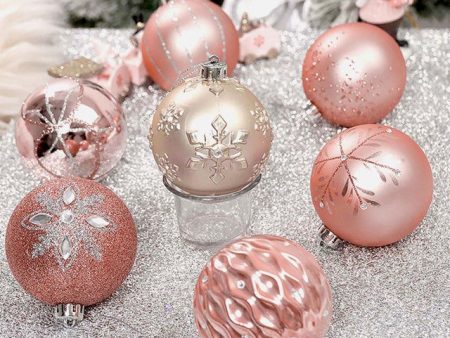 Charming Peach Snowflakes Christmas Ball Ornaments | 15 x 5 inches Hot on Sale