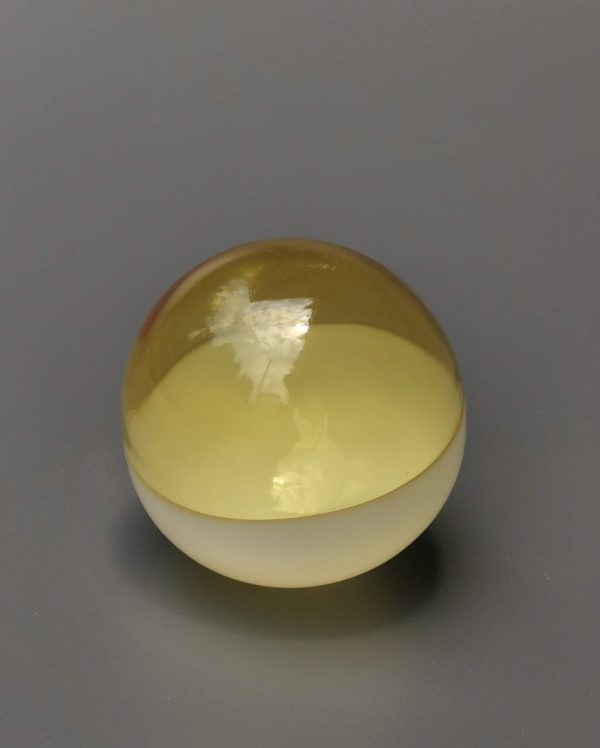 Yellow & White Unique Art Glass Hand Blown Sphere Online now