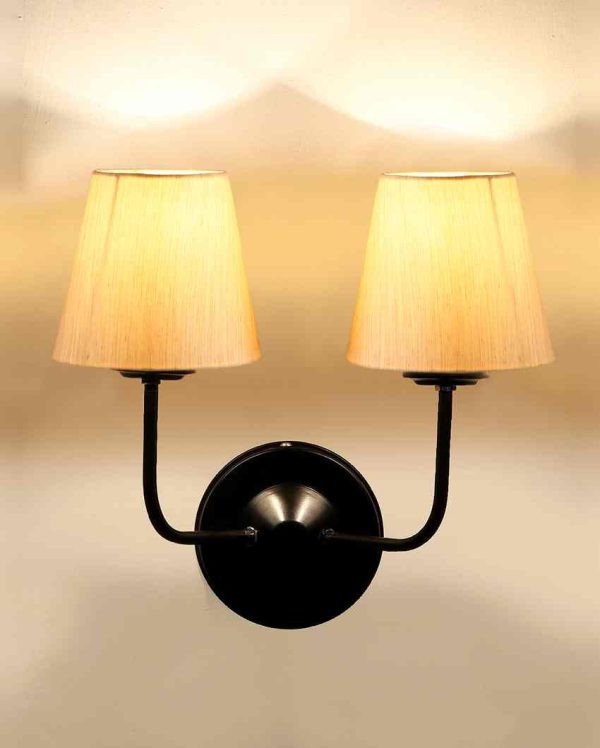 Elegant Cotton Wall Mounted Dual Lamp with Iron Base | Set of 2 | 4 x 13 inches Online Sale