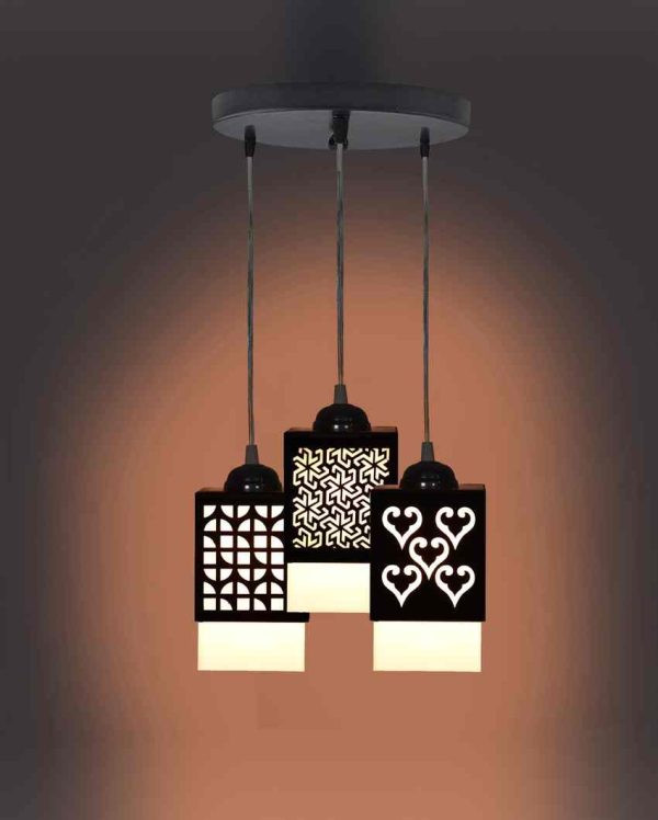 Decoración 3 Shades Wooden Pendant Ceiling Lamp | 5 x 6 x 32 inches Discount