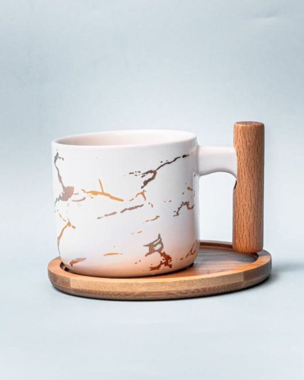 Stylish Marble Cup and Saucer Set |White| 12 x 7 x 7 cm  5 x 3 x 3 inches Supply