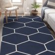 Navy Handwoven Atrium Cotton Durable Carpet Online now