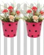 Polka Dotted Galvanized Design With Hooks For Hanging Planter Pot Mugs | Pack of 5 | 6 x 11 inches Online now