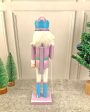 Wooden Pastel Purple Candycane Nutcracker Self Standing Christmas Table Decor | 16 x 4 inches Sale