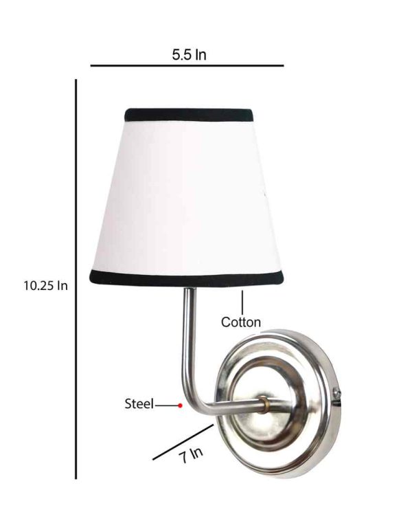 Contrast White & Black Cotton Wall Mounted Lamp With Steel Base | 7 x 6 x 10 inches Sale