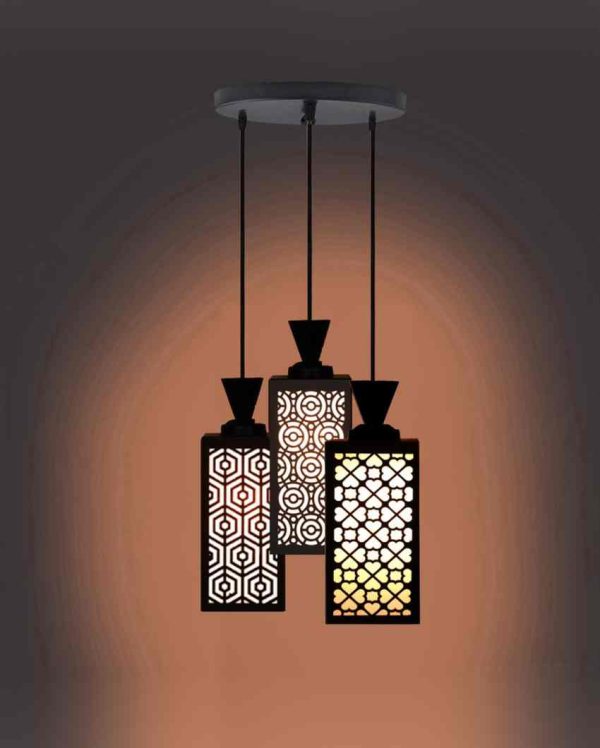 Decorativo Wooden Pendant 3 Lights Foyer Ceiling Lamp | 8 x 4 x 35 inches For Discount