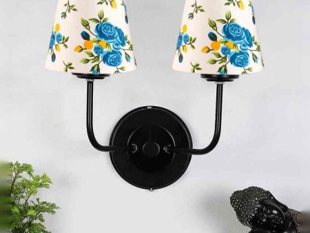 Cozy Cotton Shade Wall Mounted Dual Lamp With Iron Base | Set of 2 | 4 x 13 inches Online Sale