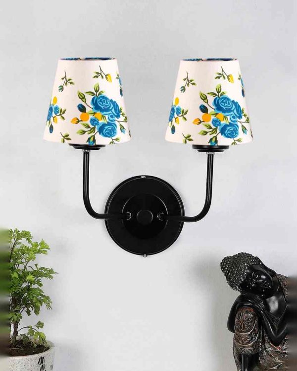 Cozy Cotton Shade Wall Mounted Dual Lamp With Iron Base | Set of 2 | 4 x 13 inches Online Sale