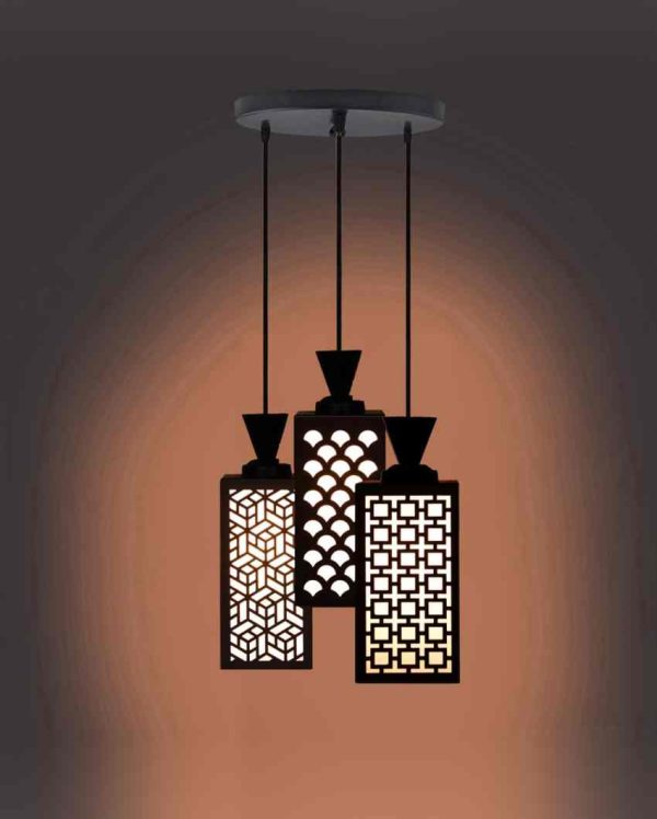 Espacio 3 Lights Foyer Wooden Pendant Ceiling Lamp | 8 x 4 x 35 inches Online Hot Sale