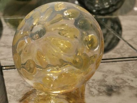 Misty Gold Art Glass Hand Blown Sphere For Cheap