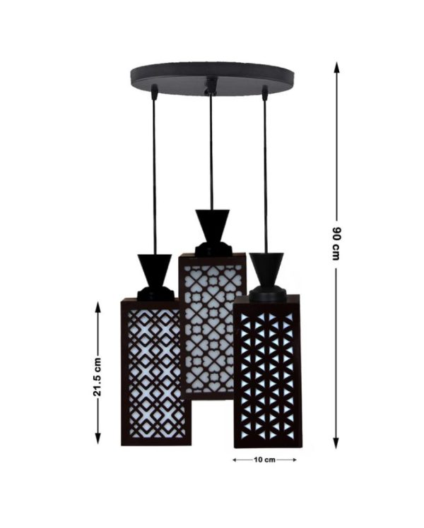 Espacio 3 Lights Wooden Premium Foyer Ceiling Lamp | 8 x 4 x 35 inches Cheap