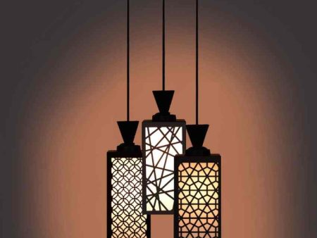 Armonioso 3 Lights Wooden Pendant Foyer Ceiling Lamp | 8 x 4 x 35 inches For Sale