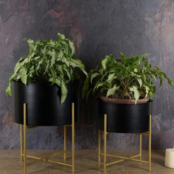 Black Planter with Golden Detachable Stand | Plant Not Included Cheap