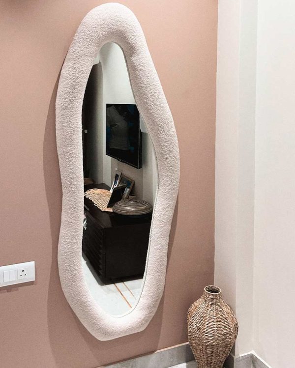 Charming Luna Style Beige Fabric Outer Mirror For Cheap