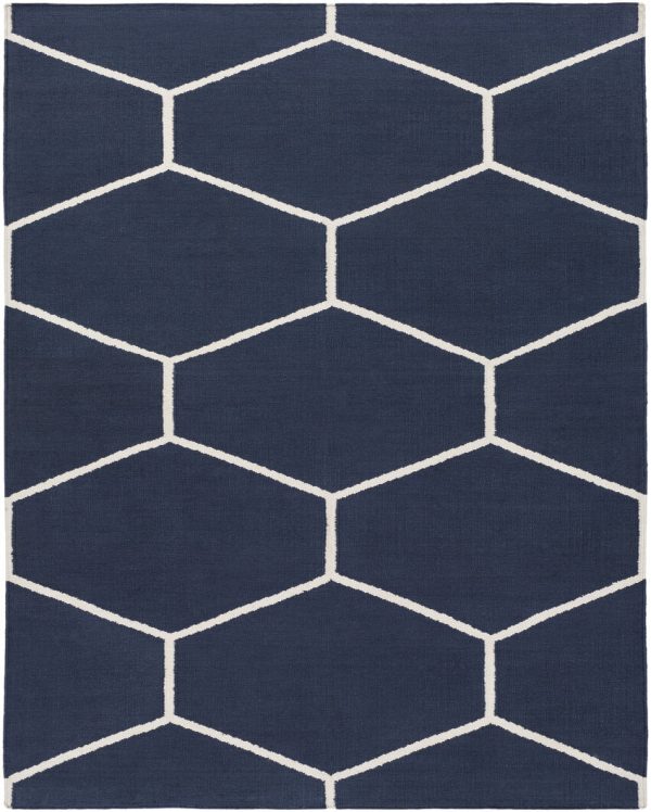 Navy Handwoven Atrium Cotton Durable Carpet Online now