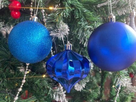 Radiant Cobalt Blue Shiny Metallic Christmas Ornaments | 10 x 10 inches Cheap