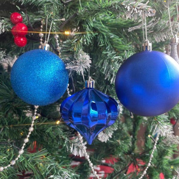 Radiant Cobalt Blue Shiny Metallic Christmas Ornaments | 10 x 10 inches Cheap