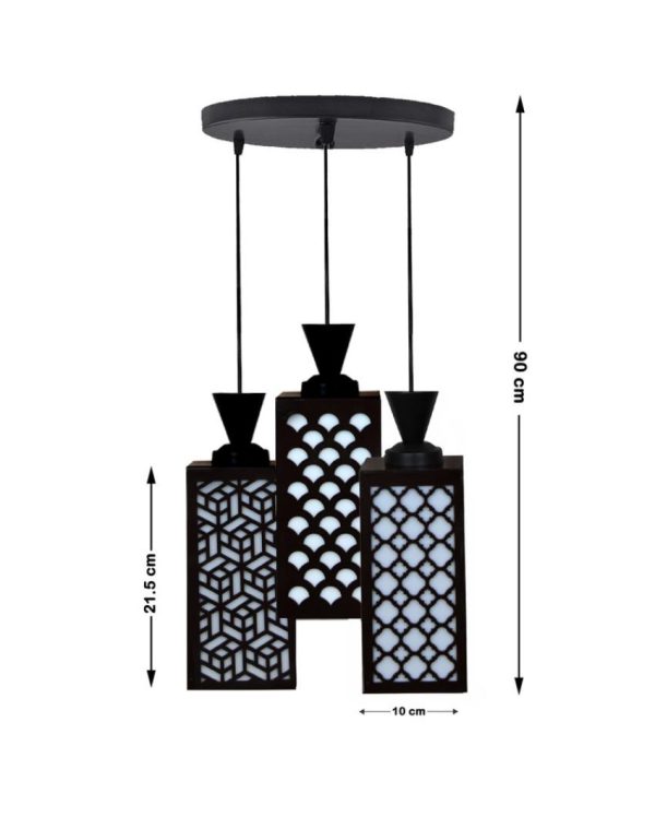 Decorativo 3 Lights Foyer Wooden Pendant Ceiling Lamp | 8 x 4 x 35 inches Online Sale