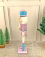 Wooden Pastel Purple Candycane Nutcracker Self Standing Christmas Table Decor | 16 x 4 inches Sale