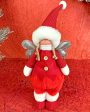 Red Pants Angel With Glitter Silver Wings Christmas Décor | 12 x 12 x 16 inches Fashion