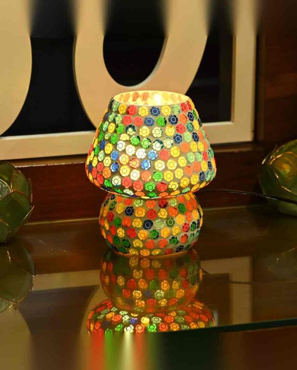 Aster Glass Mosaic LED Compatible Table Lamp | 6 x 6 inches For Sale