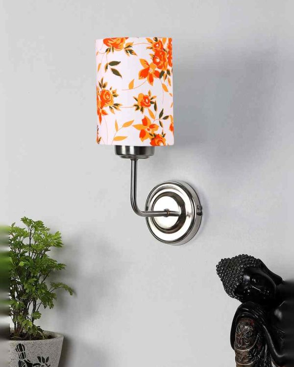 Elegant Cotton Shade Wall Mounted Lamp With Steel Base | 4 x 7 x 12 inches on Sale