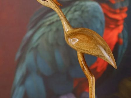 Elegant Wooden Carved Flamingo Sculpture | 11 Inches Cheap