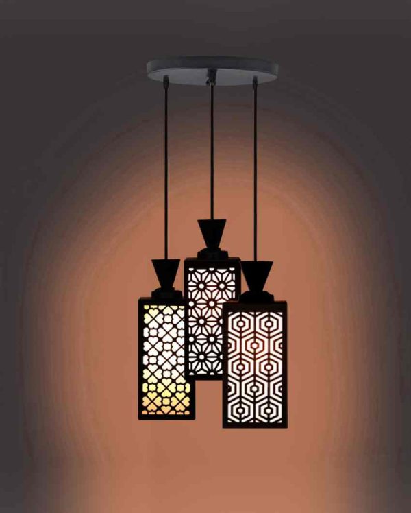 Estético 3 Lights Wooden Premium Foyer Ceiling Lamp | 8 x 4 x 35 inches Online now