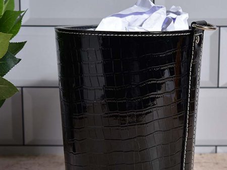 Compact Faux Leather with Croc Texture Finish Dustbin | 2.5 L | 7 x 7 inches Fashion