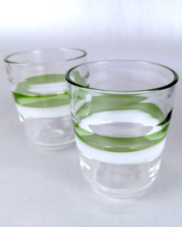 Simple Green Line Design Handmade Glasses | Set Of 2 Hot on Sale