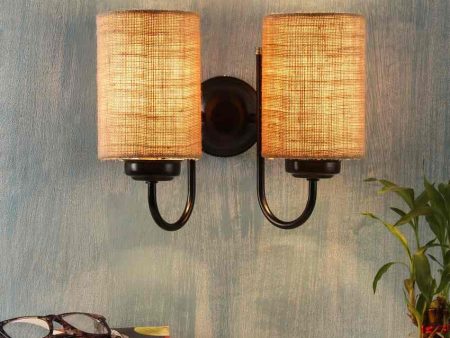 Elegant Jute Wall Mounted Dual Lamp Iron Base | Set of 2 | 12 x 6 x 9 inches Supply