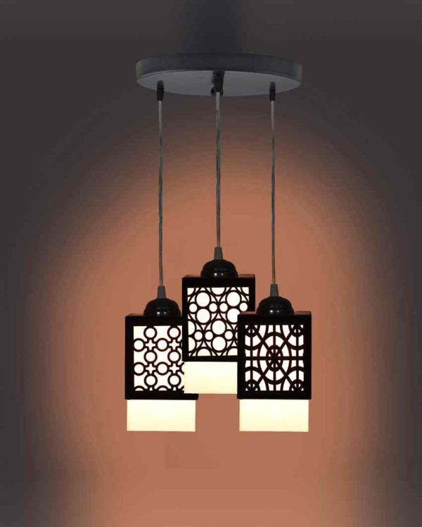 Colgante 3 Shades Wooden Pendant Ceiling Lamp | 5 x 6 x 32 inches Online