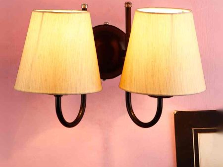 Classic Cotton Wall Mounted Dual Lamp With Iron Base | Set of 2 | 12 x 6 x 9 inches Online Sale