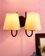 Classic Cotton Wall Mounted Dual Lamp With Iron Base | Set of 2 | 12 x 6 x 9 inches Online Sale