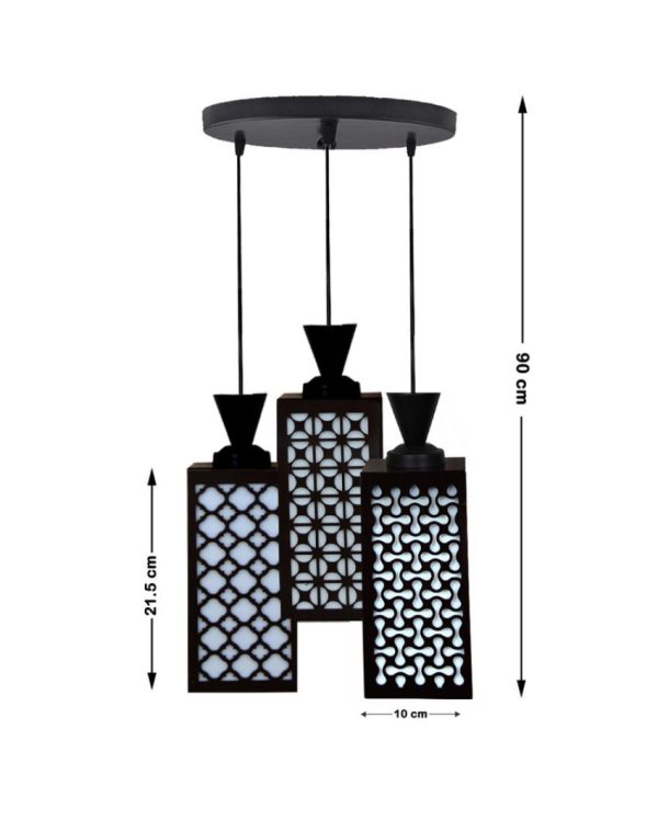 Einzigartig Wooden 3 Lights Pendant Foyer Ceiling Lamp | 8 x 4 x 35 inches For Sale