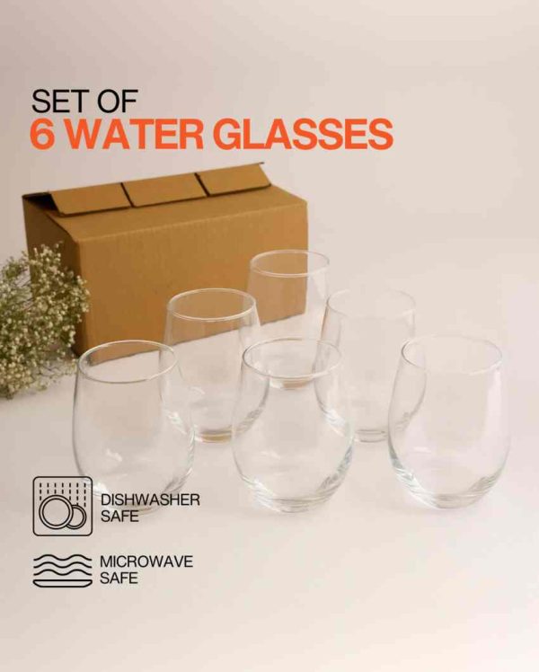 Crystal Transparent Water Glass | Set of 6 | 390 ML Online