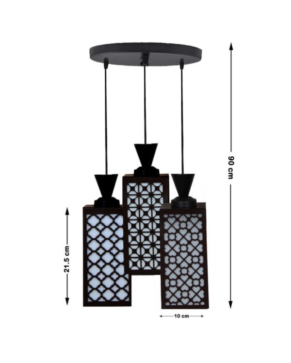 Estético Wooden 3 Lights Pendant Foyer Ceiling Lamp | 8 x 4 x 35 inches For Discount