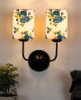 Elegant Cotton Shade Wall Mounted Dual Lamp With Iron Base | Set of 2 | 4 x 12 x 14 inches Sale