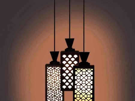 Ambiental 3 Lights Foyer Wooden Pendant Ceiling Lamp | 8 x 4 x 35 inches Online Sale