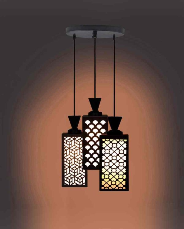 Ambiental 3 Lights Foyer Wooden Pendant Ceiling Lamp | 8 x 4 x 35 inches Online Sale