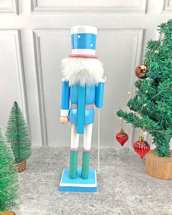 Wooden Pastel Blue Lollipop Nutcracker Self Standing Christmas Table Decor | 16 x 4 inches For Discount