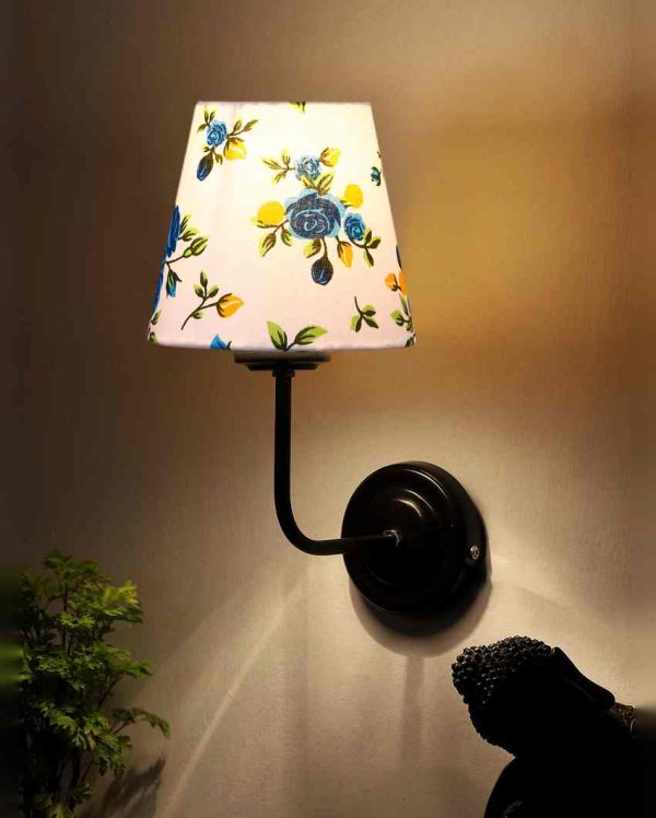 Elegant Artistic Cotton Shade Wall Mounted Lamp with Iron Base | 7 x 6 x 10 inches Online now