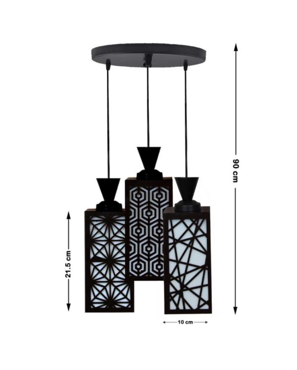 Clásico Wooden Pendant 3 Lights Foyer Ceiling Lamp | 8 x 4 x 35 inches Online now