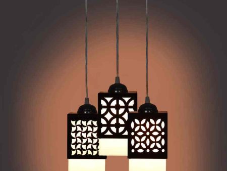 Decorative 3 Lights Wooden Premium Hallway Ceiling Lamp | 5 x 6 x 32 inches For Sale